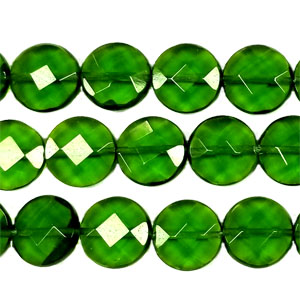 GREEN QUARTZ FACETED DISC 14MM